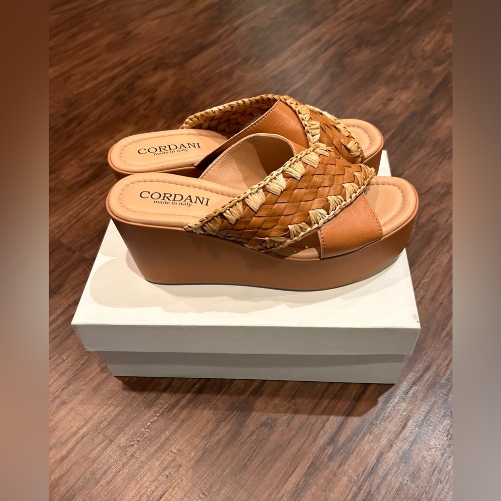 Cordani Tan and Brown Platform Sandals